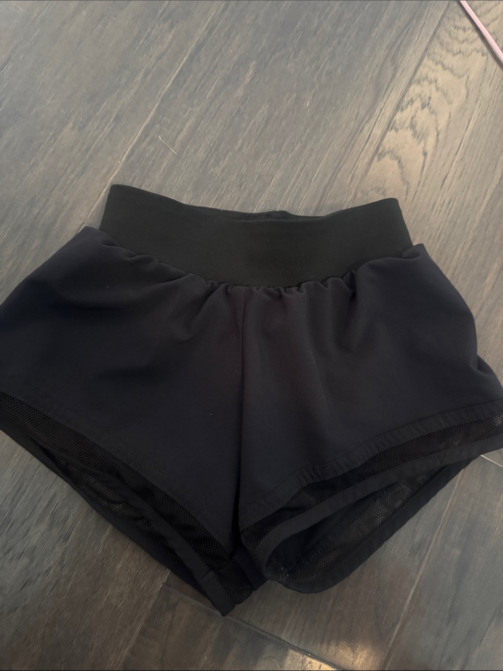 Varsity Black Girls' Athletic Shorts with Mesh Detail